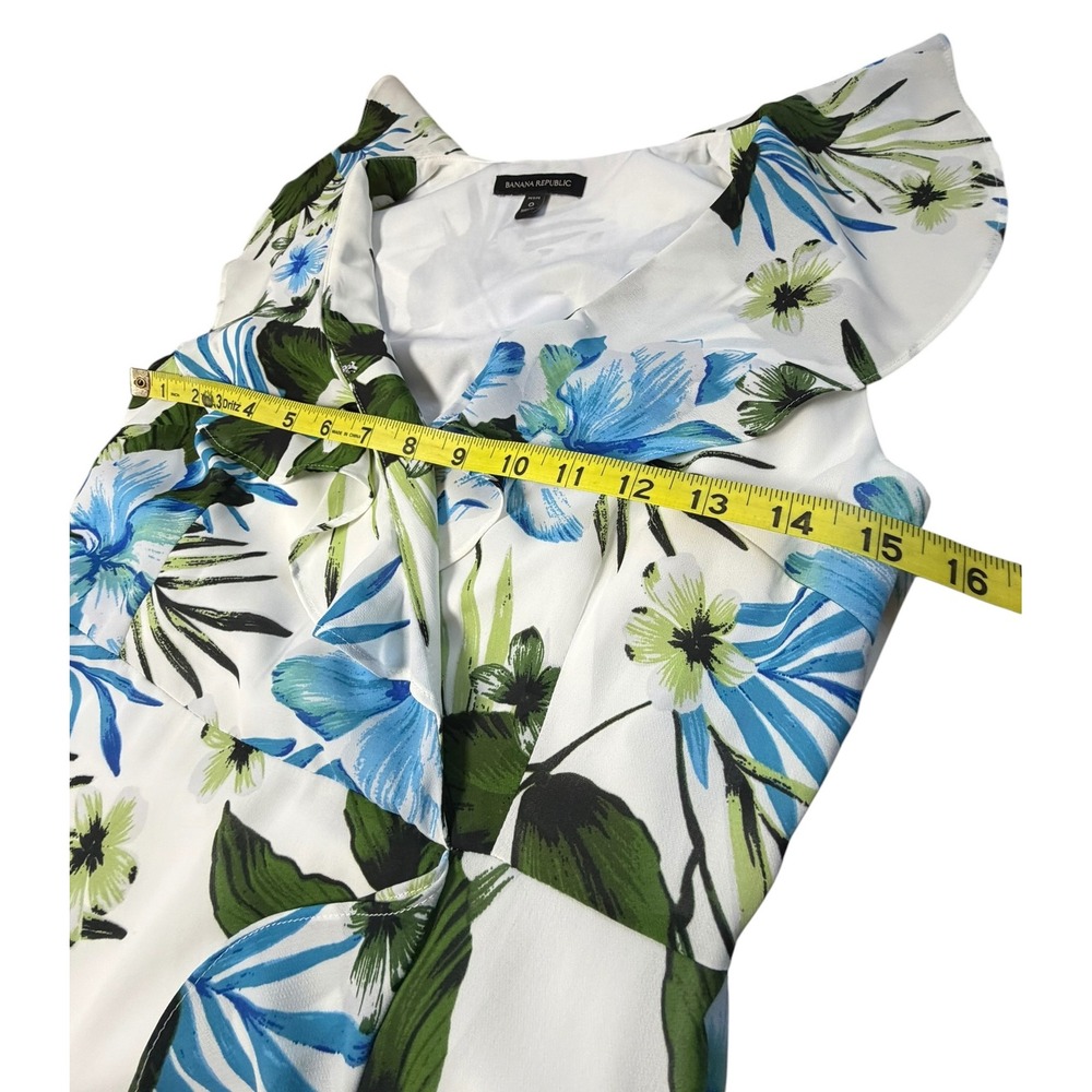 Banana Republic Floral Wrap Maxi Dress Size 0 Petite Coastal Coquette Ruffle - Picture 7 of 10